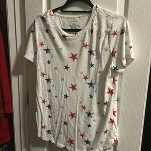 Size M Women - White with red, navy, and light blue stars